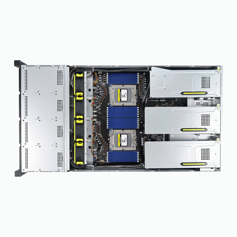 ASUS RS720A-E12-RS12 2U, 2xEPYC 9004 SP5, 24xDDR5/6TB, 12x3.5/2.5in HS (8xNVMe), 2xM.2, 4xDS GPU, PCIe: 6x G5x8/3x G5x16 + 2x G5x8/1x G5x16 FHFL, 1x G5x16 LPHL, 1x G4x8 LP RAID; 2x10GbE, 2x2600W Ti арт. 90SF02E1-M00BZ0
