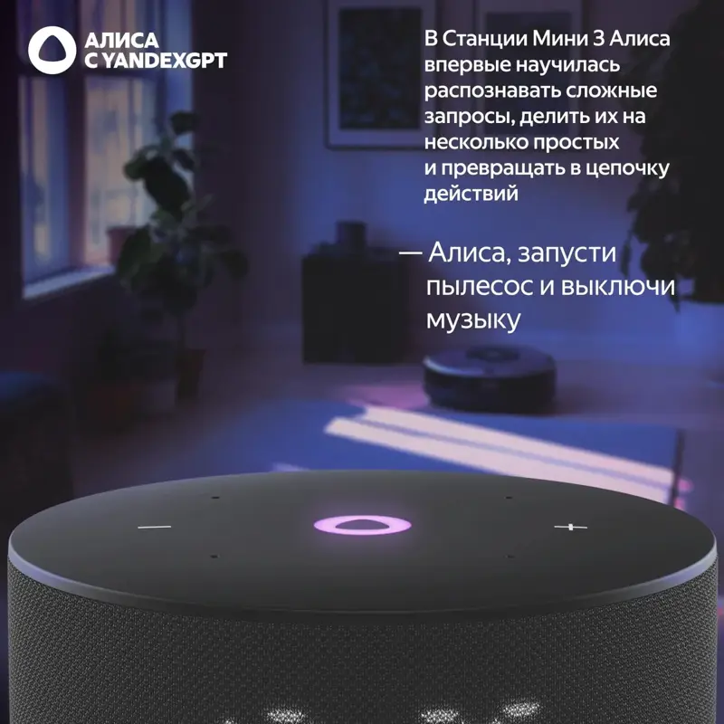 ЯНДЕКС Станция Мини 3, 12Вт, с Алисой на YaGPT, черный