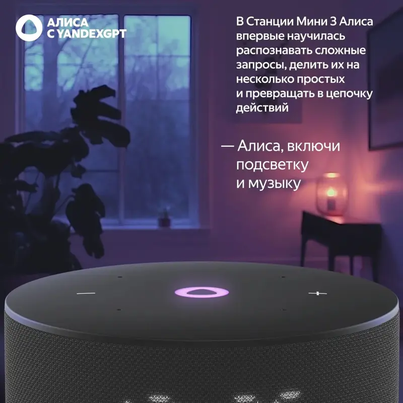 ЯНДЕКС Станция Мини 3, 12Вт, с Алисой на YaGPT, черный