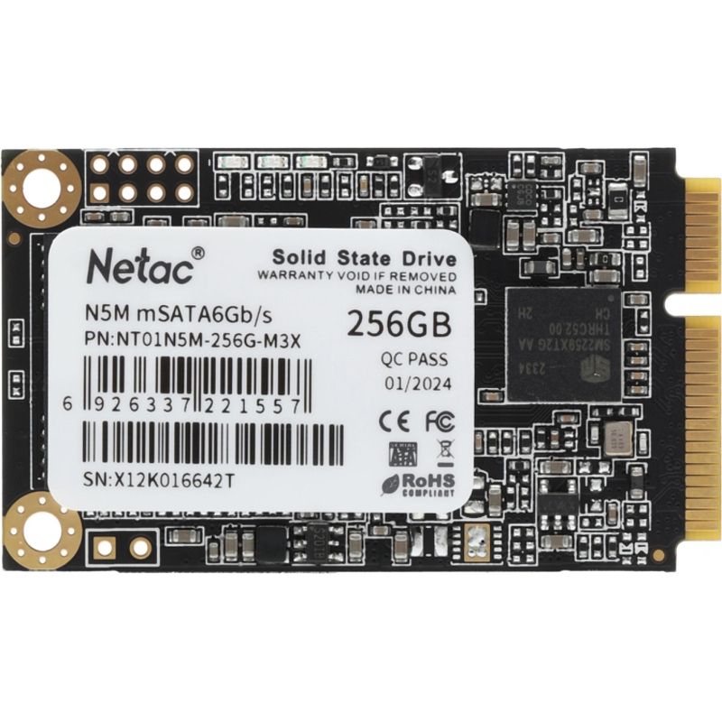 Накопитель SSD Netac mSata N5M 256GB NT01N5M-256G-M3X TLC