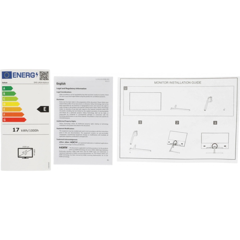 Dahua DHI-LM24-B201S 23.8"(16:9) FullHD монитор IPS LED 1920x1080 250 кд/м2 1000:1 178°/178° 5 мс 100Гц 16.7Млн (8 бит) VESA: 75X75 VGA HDMI Аудио выход Динамики