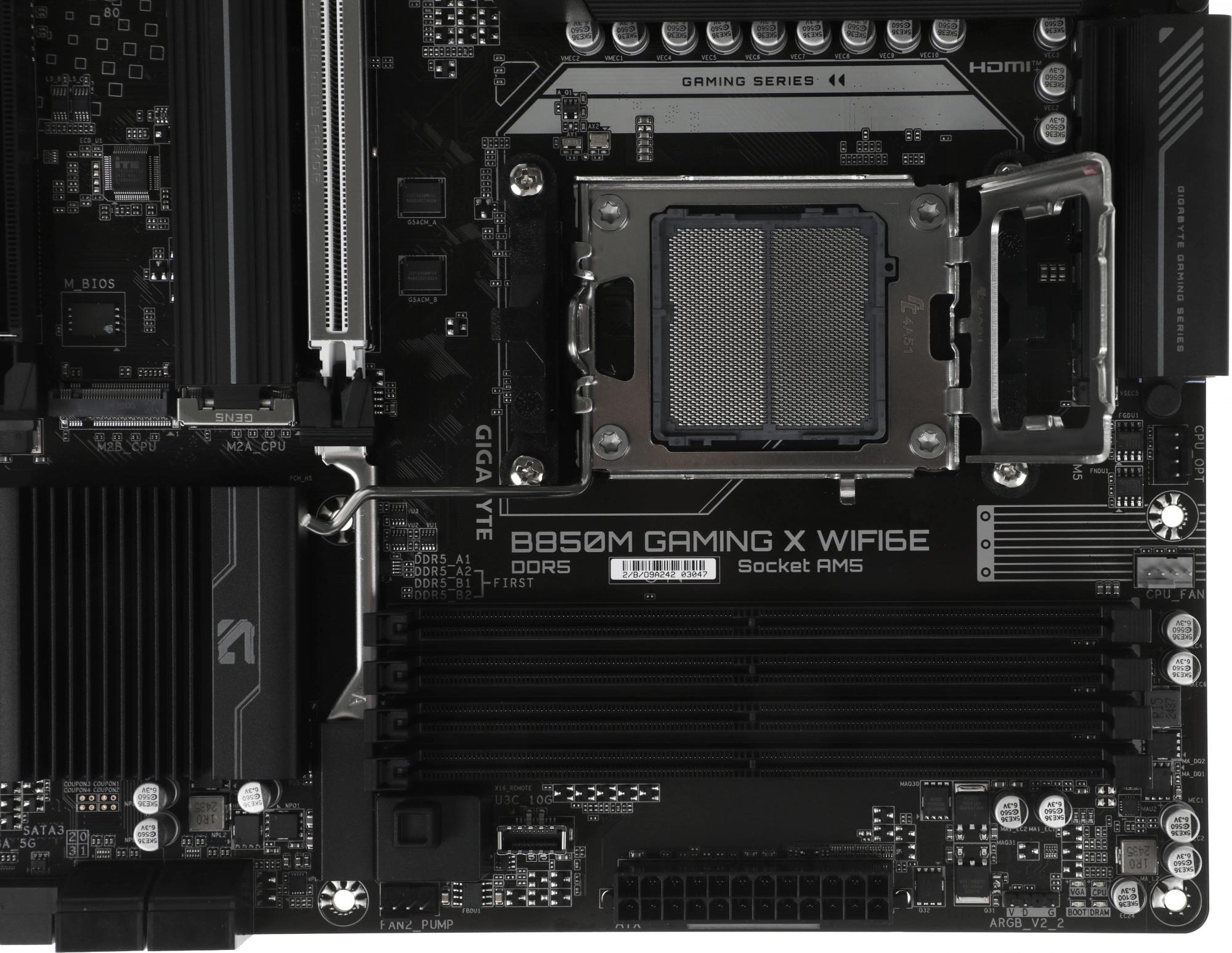 Gigabyte B850M GAMING X WF6E SocketAM5 AMD B850 4xDDR5 mATX AC`97 8ch(7.1) 2.5Gg RAID+HDMI+DP