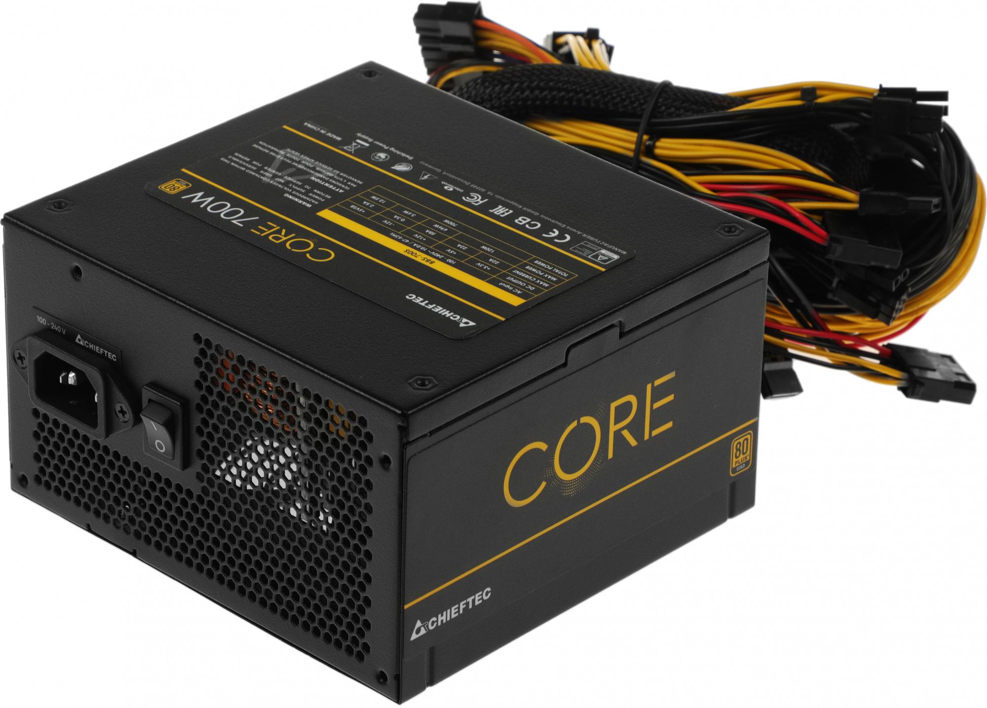 CHIEFTEC CORE BBS-700S-Bulk, 80 PLUS GOLD 700Вт, 120мм, черный