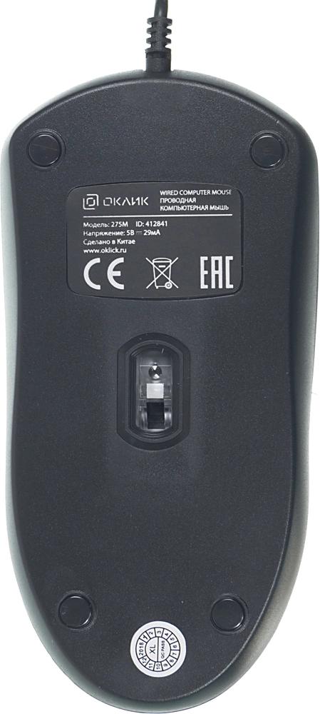 Oklick 275M черный оптическая (1000dpi) USB (2but) [412841]