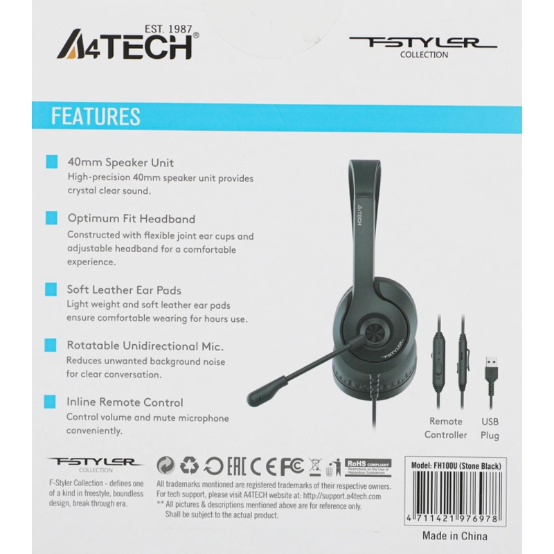 A4Tech FH100U (STONE BLACK)