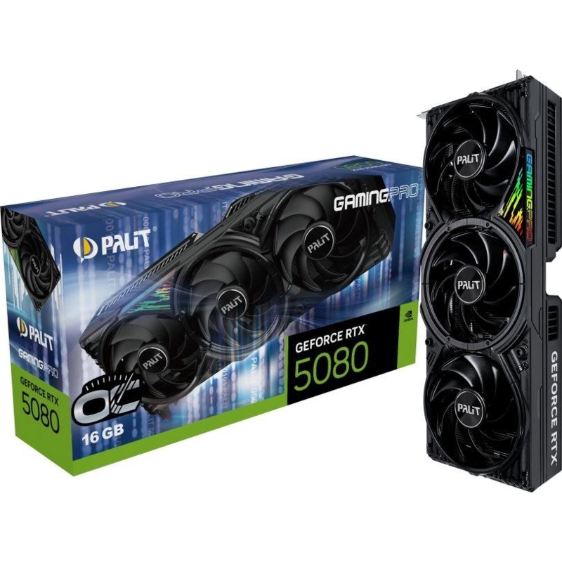 Видеокарта PALIT RTX5080 GAMINGPRO OC 16GB GDDR7 256bit 3-DP HDMI NE75080S19T2-GB2031A/mouse pad/sticker