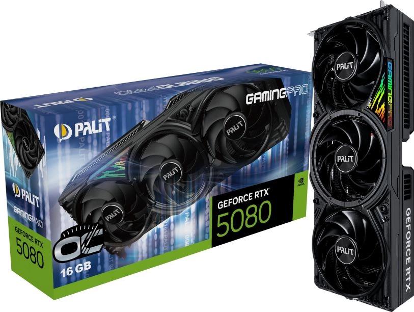 Видеокарта PALIT RTX5080 GAMINGPRO OC 16GB GDDR7 256bit 3-DP HDMI NE75080S19T2-GB2031A/mouse pad/sticker