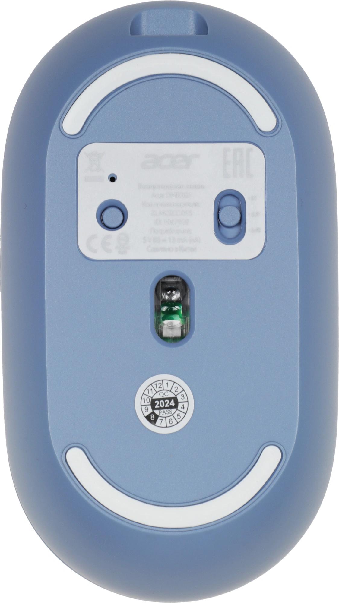 Acer OMR301 [ZL.MCECC.01S] синий оптическая (1600dpi) беспроводная BT/Radio USB (4but)