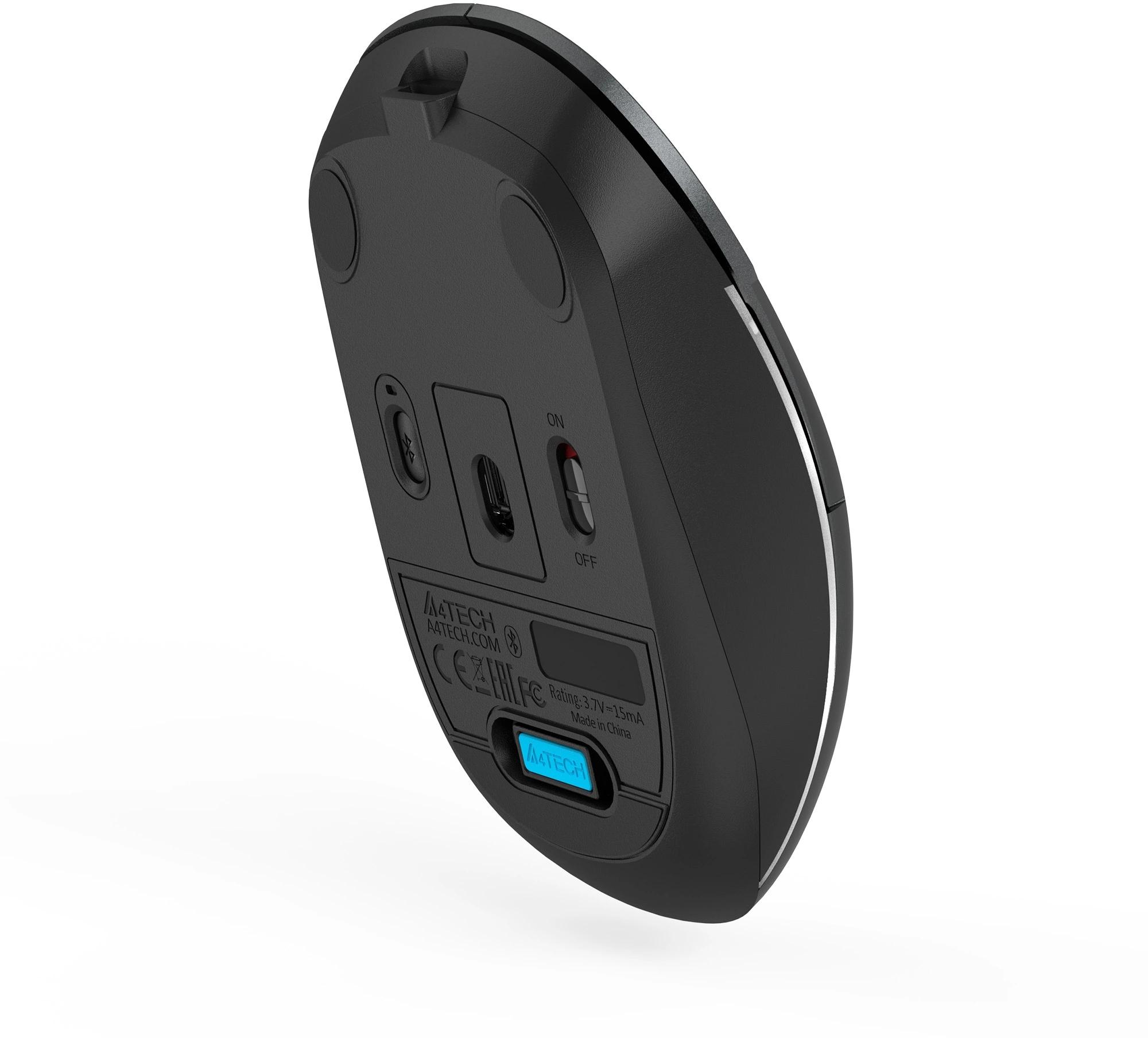 Мышь Wireless A4Tech Fstyler FB26CS Air2 серая/черная, оптическая (2000dpi), BT/Radio, USB, для ноутбука, (4but) (2011600)