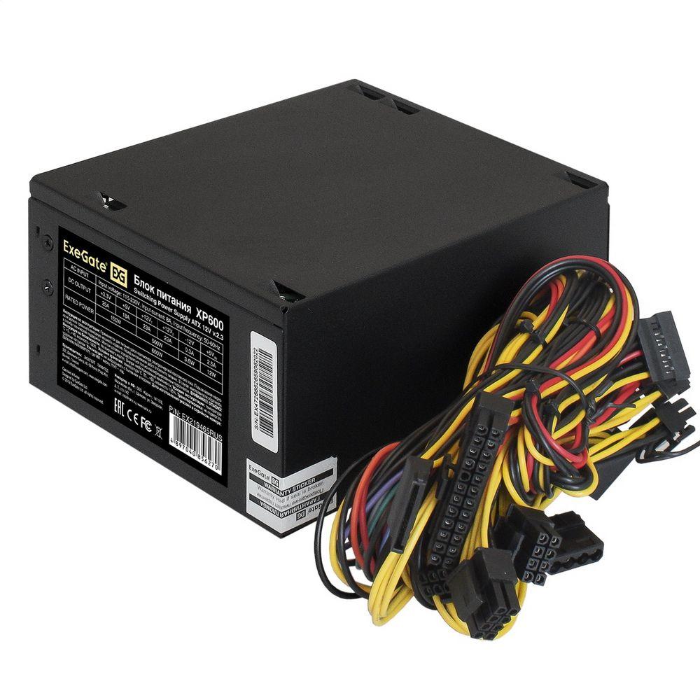 Exegate EX219465RUS Блок питания 600W ATX-XP600 OEM, black, 12cm fan, 24+4p, (6+2)p PCI-E, 3*SATA, 1*FDD, 2*IDE