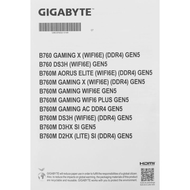 Материнская плата Gigabyte B760M DS3H GEN5