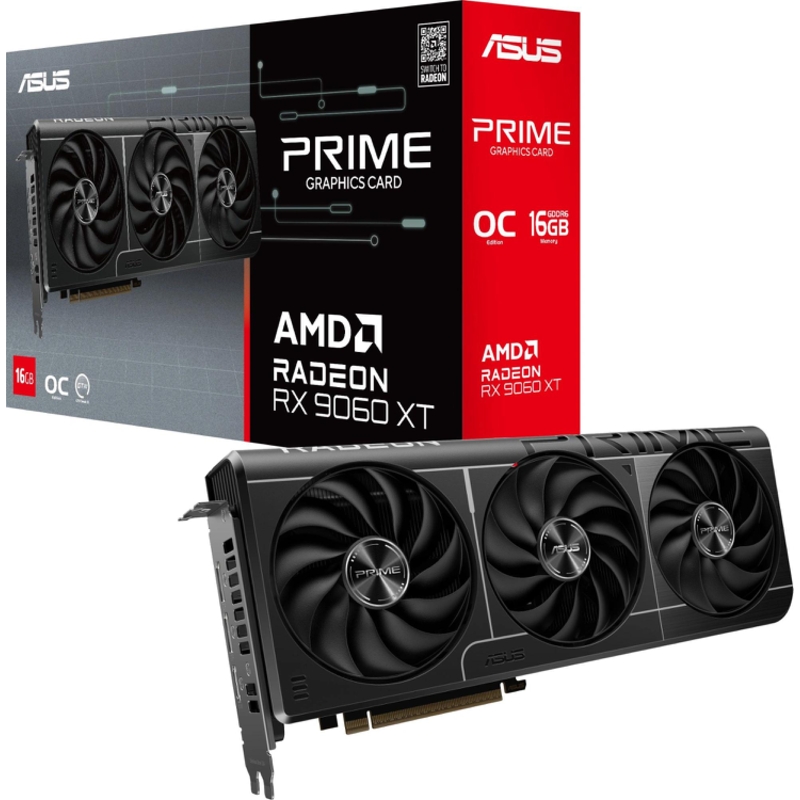 Видеокарта ASUS PRIME-RX9060XT-O16G//RX9060XT HDMI DP*2 16G D6; 90YV0LF1-M0NA00
