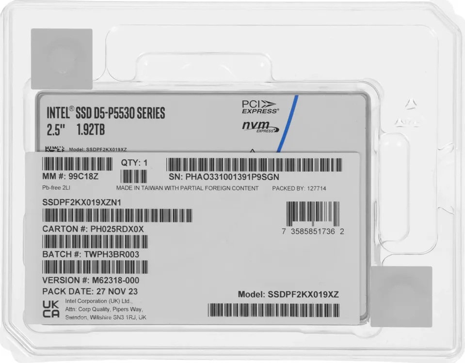 Intel D5-P5530 SSDPF2KX019XZN1