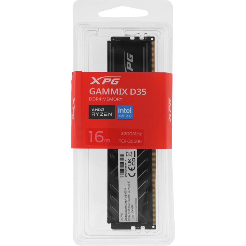 ADATA GAMMIX D35 DDR4 DIMM 16GB 3200MHz 1*16GB 16-20-20 BLACK SINGLE TRAY арт. AX4U320016G16A-SBKD35