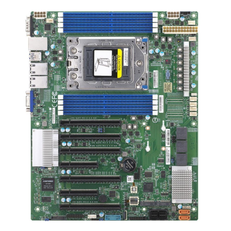 Supermicro MBD-H12SSL-i-B {ATX, 8 DIMM slots, 8 SATA3, 2 M.2, 8 SATA3 or 2 NVMe via single SlimSAS x8, 2 Gigabit Ethernet LAN Ports, ASPEED AST2500 BMC graphics, 7 PWM 4-pin Fans} OEM