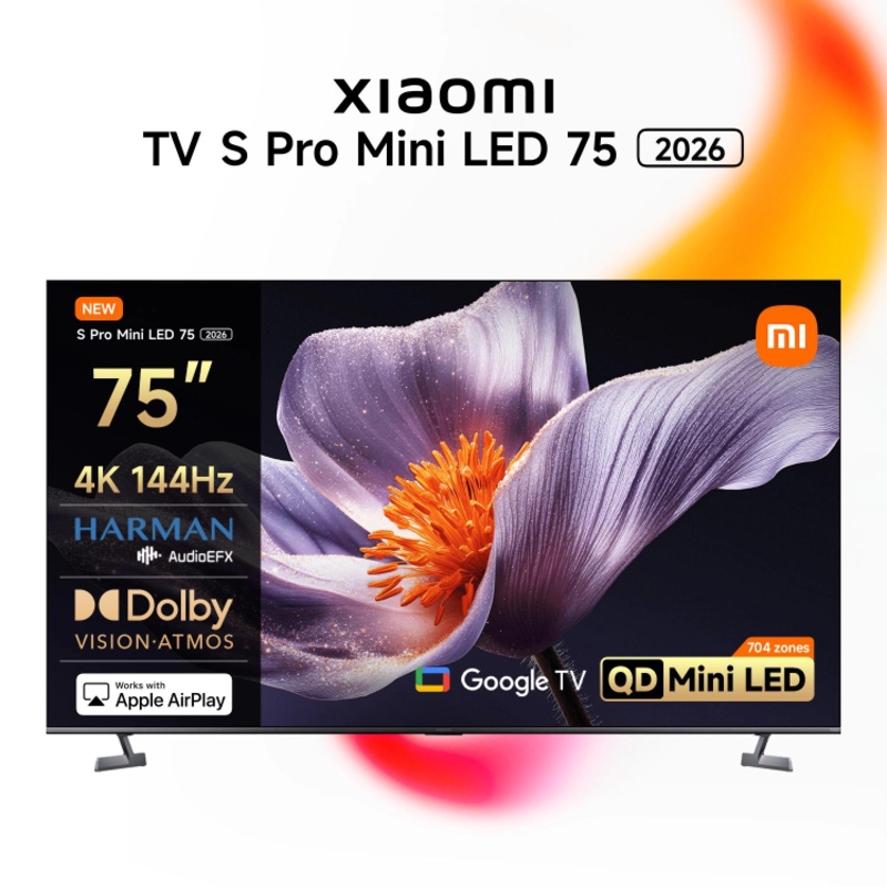 Телевизор QLED Xiaomi 75" TV S Pro Mini LED 75 2026 Slim Design темно-серый 4K Ultra HD 144Hz DVB-T2 DVB-C DVB-S2 USB WiFi Smart TV арт. L75MB-SRU