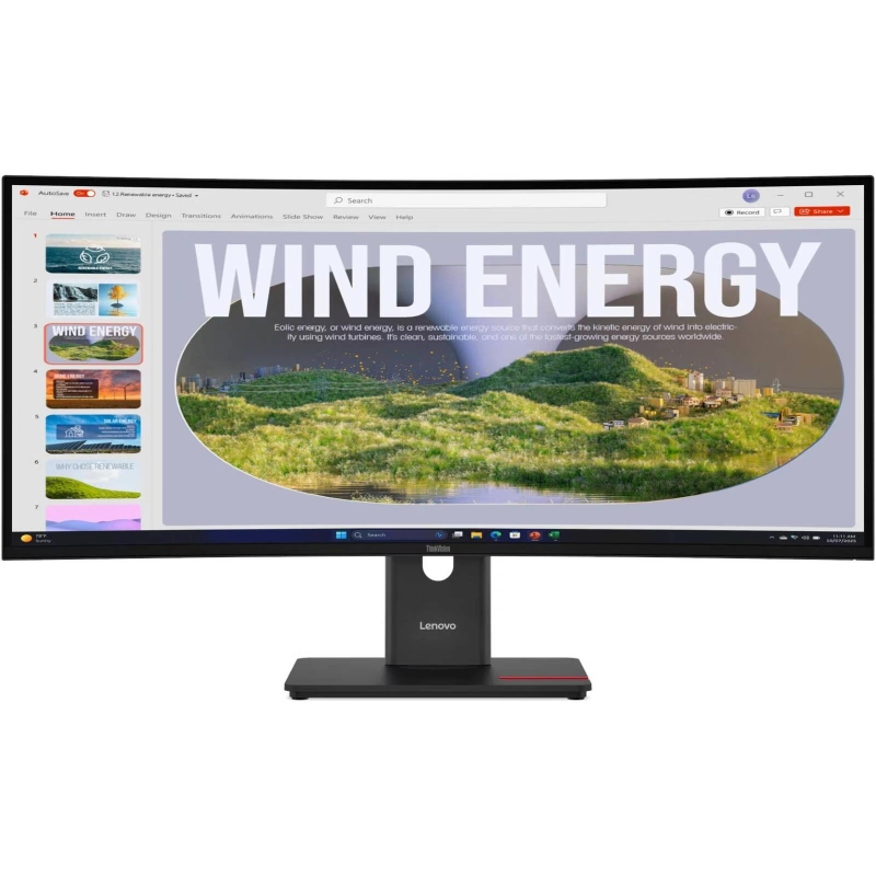 Монитор Lenovo 34" ThinkVision T34wd-40 черный VA LED 4ms 21:9 HDMI матовая HAS Piv 3000:1 300cd 178гр/178гр 3440x1440 120Hz DP WQ USB 9.2кг