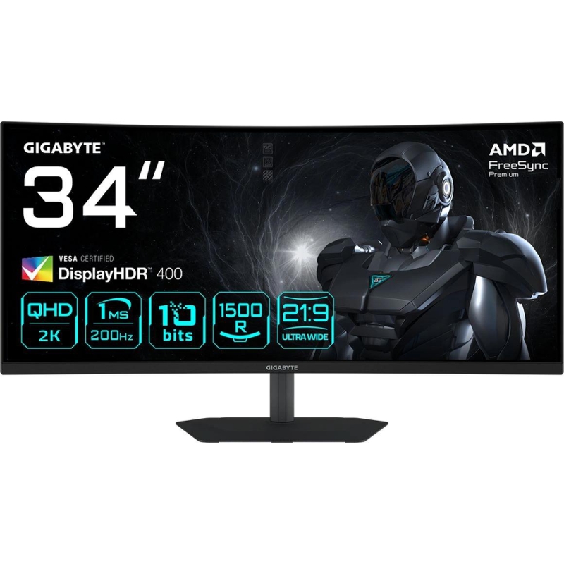 Монитор Gigabyte 34" G34WQC2 EK черный VA LED 21:9 HDMI M/M матовая HAS Piv 4000:1 450cd 178гр/178гр 3440x1440 200Hz FreeSync Premium DP WQ 7.36кг