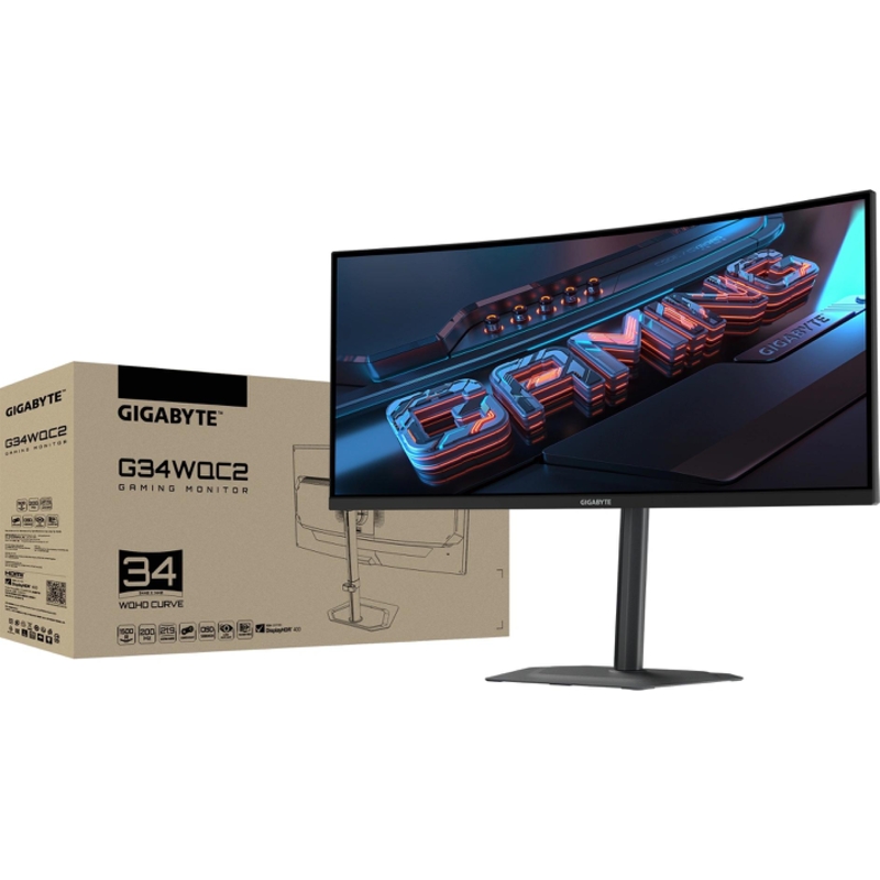 Монитор Gigabyte 34" G34WQC2 EK черный VA LED 21:9 HDMI M/M матовая HAS Piv 4000:1 450cd 178гр/178гр 3440x1440 200Hz FreeSync Premium DP WQ 7.36кг арт. 20VM0-34WQC2BM-1EKS