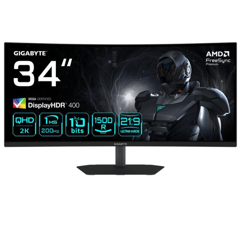 Монитор Gigabyte 34" G34WQC2 EK черный VA LED 21:9 HDMI M/M матовая HAS Piv 4000:1 450cd 178гр/178гр 3440x1440 200Hz FreeSync Premium DP WQ 7.36кг арт. 20VM0-34WQC2BM-1EKS