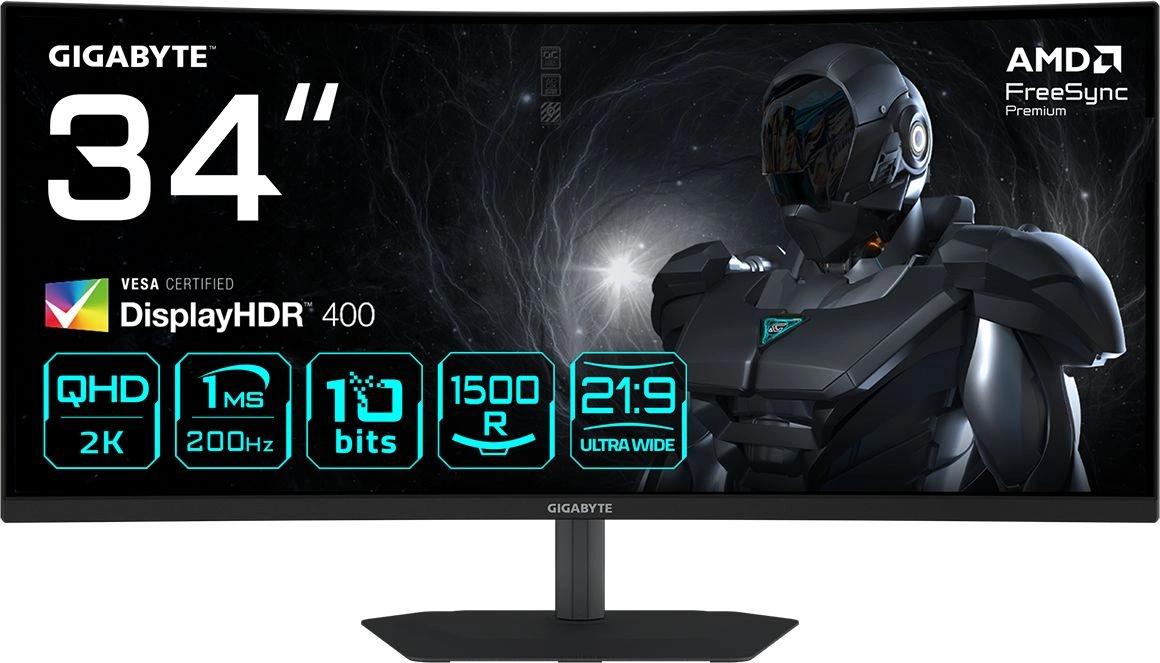 Монитор Gigabyte 34" G34WQC2 EK черный VA LED 21:9 HDMI M/M матовая HAS Piv 4000:1 450cd 178гр/178гр 3440x1440 200Hz FreeSync Premium DP WQ 7.36кг арт. 20VM0-34WQC2BM-1EKS