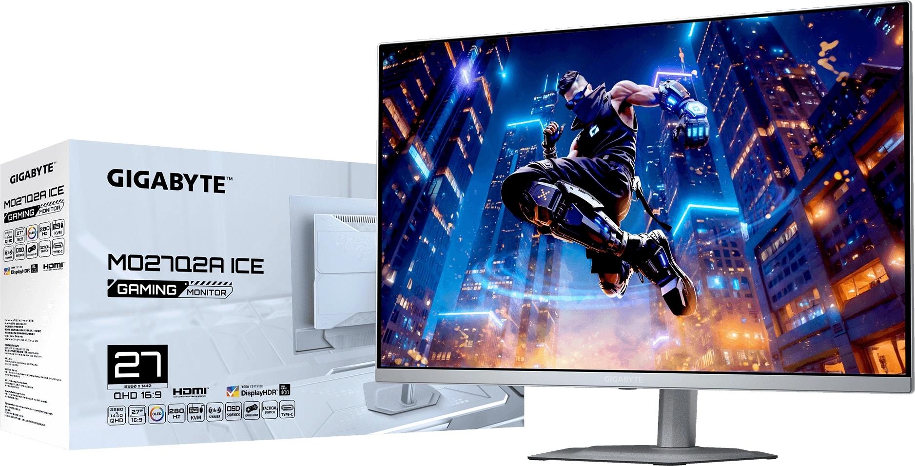 Монитор Gigabyte 26.5" MO27Q2A ICE черный QD OLED LED 16:9 HDMI M/M матовая HAS Piv 1500000:1 1000cd 178гр/178гр 2560x1440 280Hz G-Sync FreeSync Premium Pro DP QHD USB 6.59кг арт. 20VM0-MO27Q2IWT-2EKR