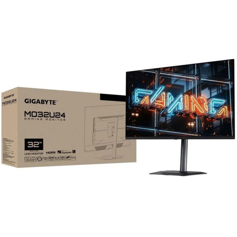 Монитор Gigabyte 31.5" MO32U24 черный QD OLED LED 16:9 HDMI M/M матовая HAS Piv 1500000:1 300cd 178гр/178гр 3840x2160 240Hz DP 4K USB 7.95кг арт. 20VM0-MO32U24BT-1EKR