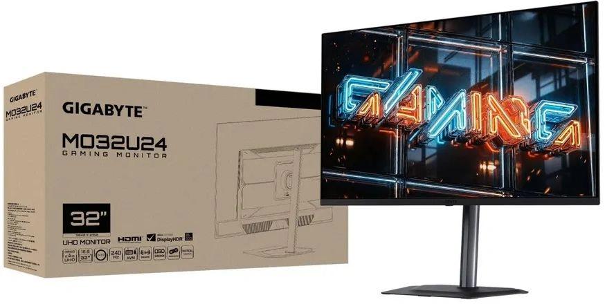 Монитор Gigabyte 31.5" MO32U24 черный QD OLED LED 16:9 HDMI M/M матовая HAS Piv 1500000:1 300cd 178гр/178гр 3840x2160 240Hz DP 4K USB 7.95кг арт. 20VM0-MO32U24BT-1EKR
