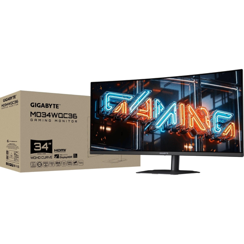 Монитор Gigabyte 34" MO34WQC36 черный OLED LED 21:9 HDMI M/M матовая HAS Piv 300cd 178гр/178гр 3440x1440 360Hz DP UW USB 8.89кг арт. 20VM0-MO34WQ3BT-1EKR