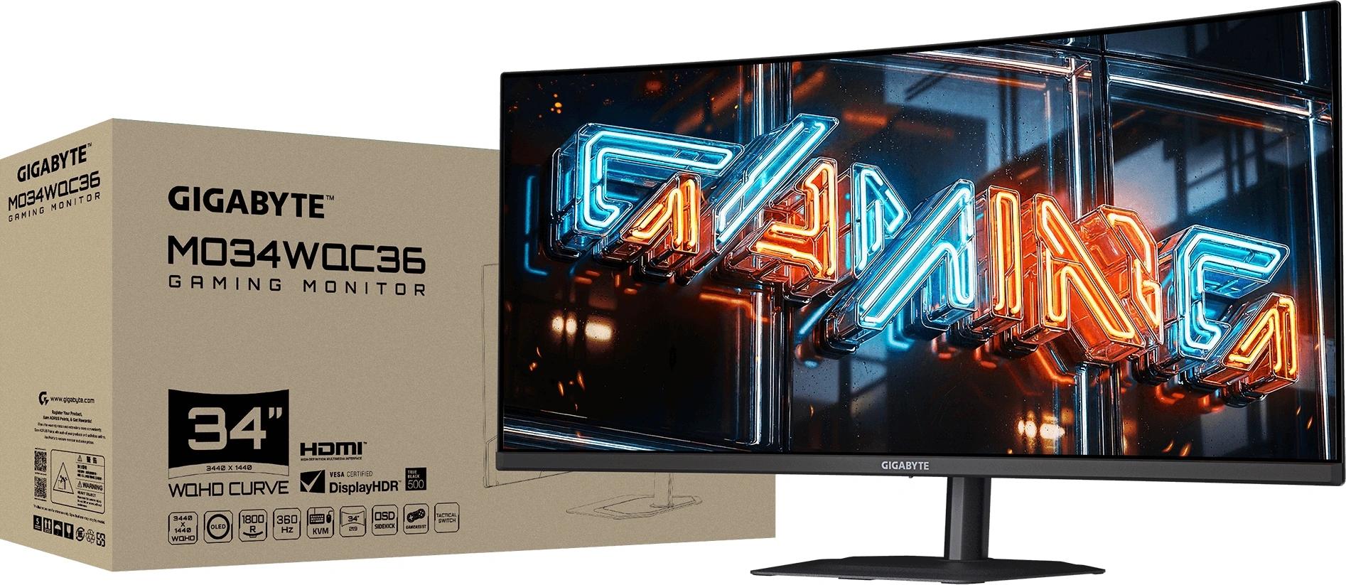 Монитор Gigabyte 34" MO34WQC36 черный OLED LED 21:9 HDMI M/M матовая HAS Piv 300cd 178гр/178гр 3440x1440 360Hz DP UW USB 8.89кг арт. 20VM0-MO34WQ3BT-1EKR