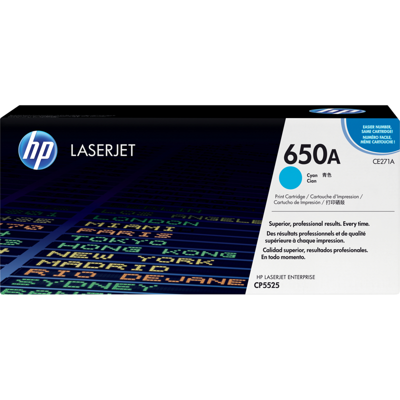 HP 650A Cyan Color LaserJet Print Cartridge (CE271A)