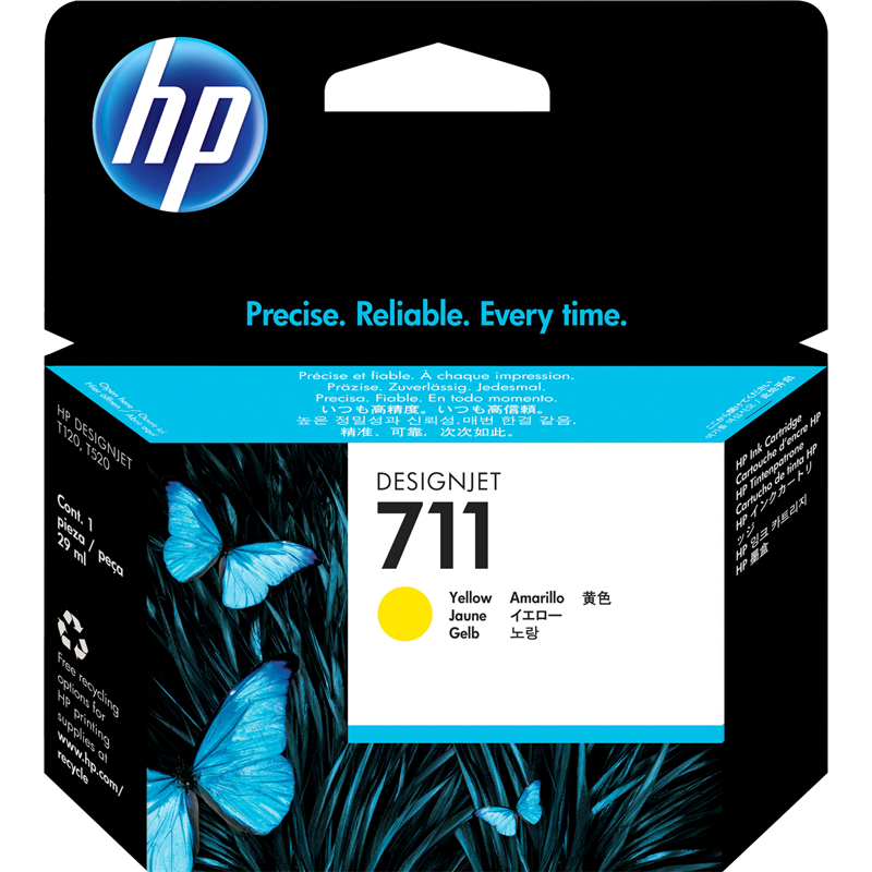 HP CZ132A Картридж №711, Yellow {Designjet T120/T520, Yellow (29ml)}