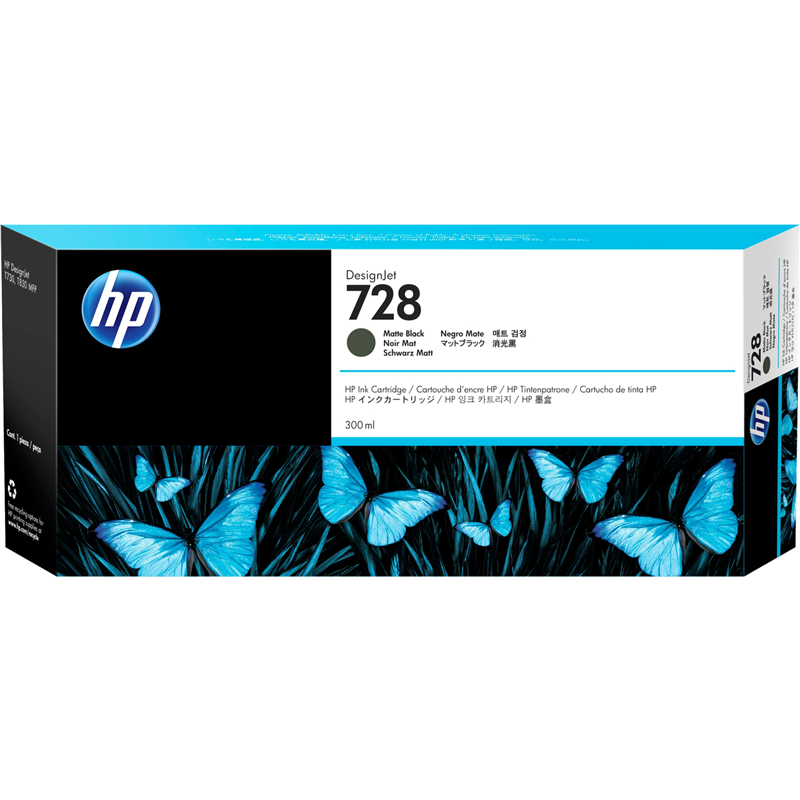 HP F9J68A Картридж №728, Matte Black {DJ T730/830 (300 мл.)}