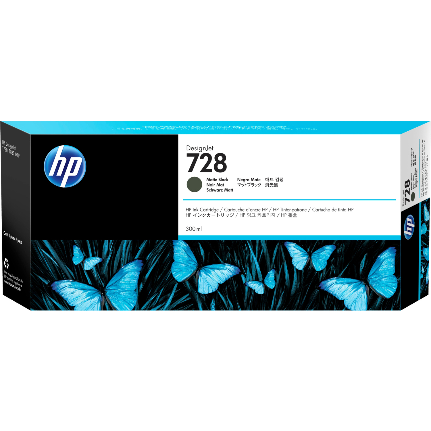 HP F9J68A Картридж №728, Matte Black {DJ T730/830 (300 мл.)}