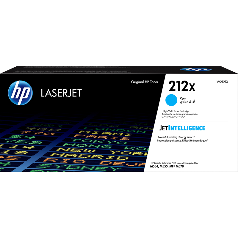 Картридж лазерный HP 212X W2121X голубой бар.в компл. (10000стр.) для HP CLJ Enterprise M554/M555