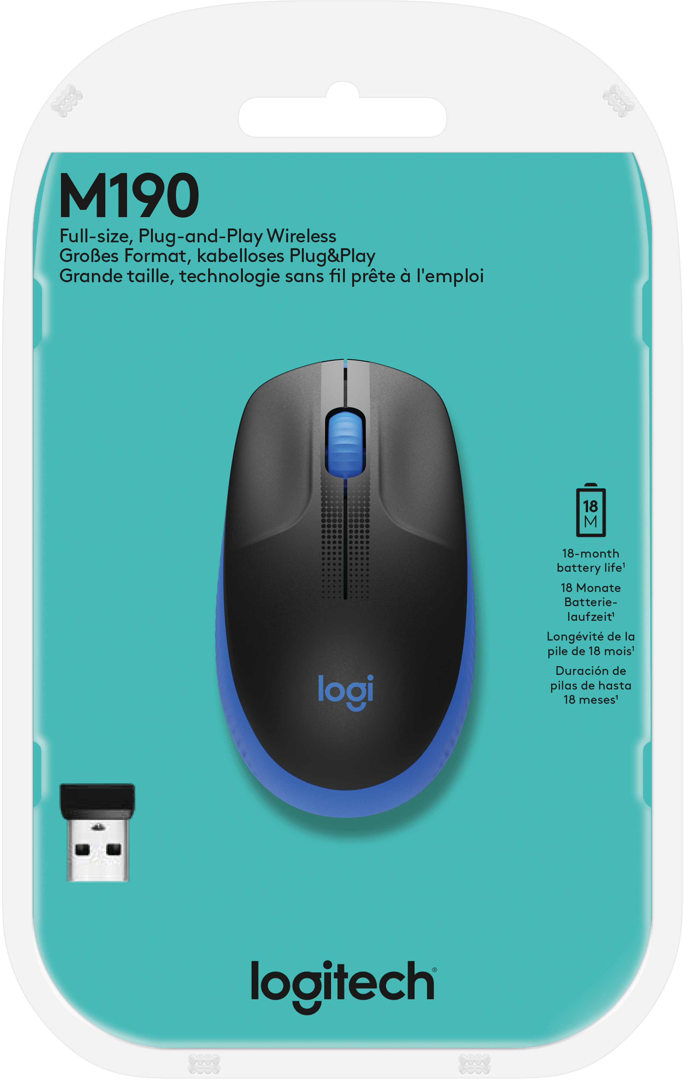 Logitech Wireless Mouse M190 Blue