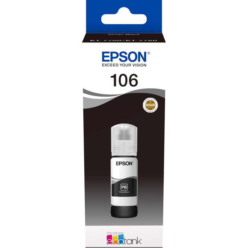 EPSON C13T00R140 Контейнер 106 с черными фото чернилами для L7160/7180, 70 мл