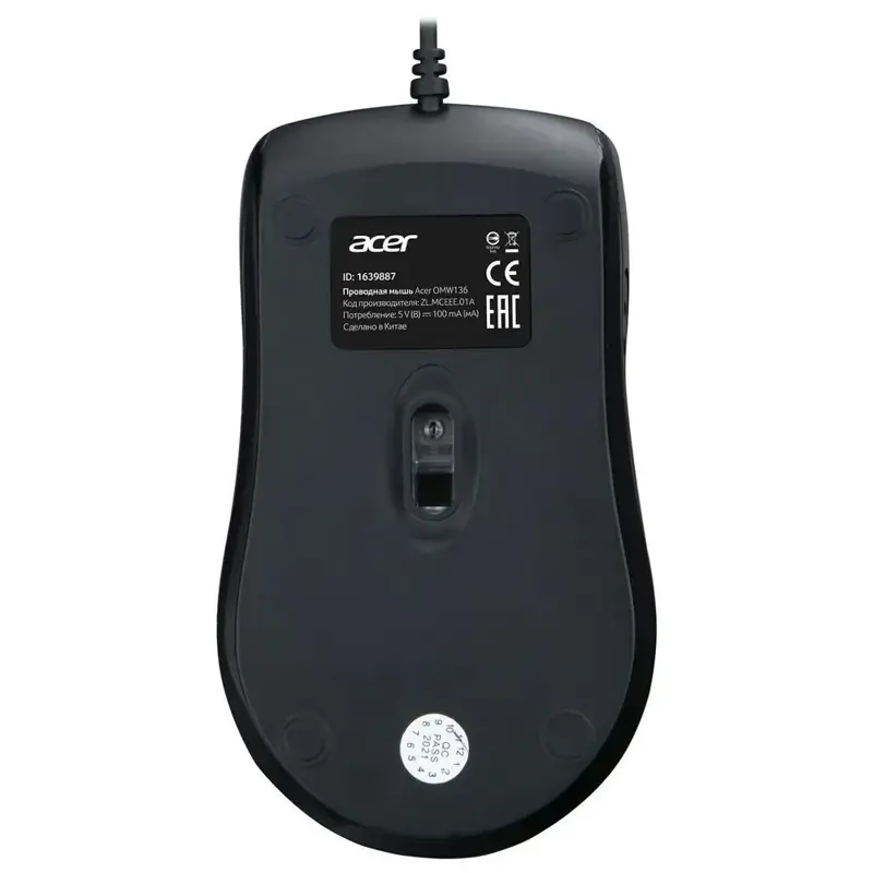 Acer OMW136 [ZL.MCEEE.01A] черный оптическая (1200 dpi) USB (2but)