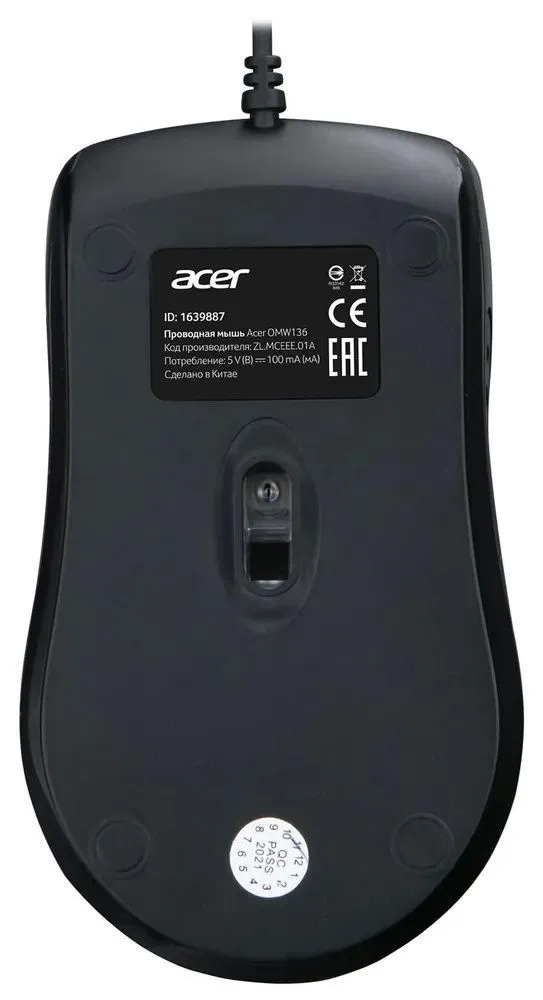 Acer OMW136 [ZL.MCEEE.01A] черный оптическая (1200 dpi) USB (2but)