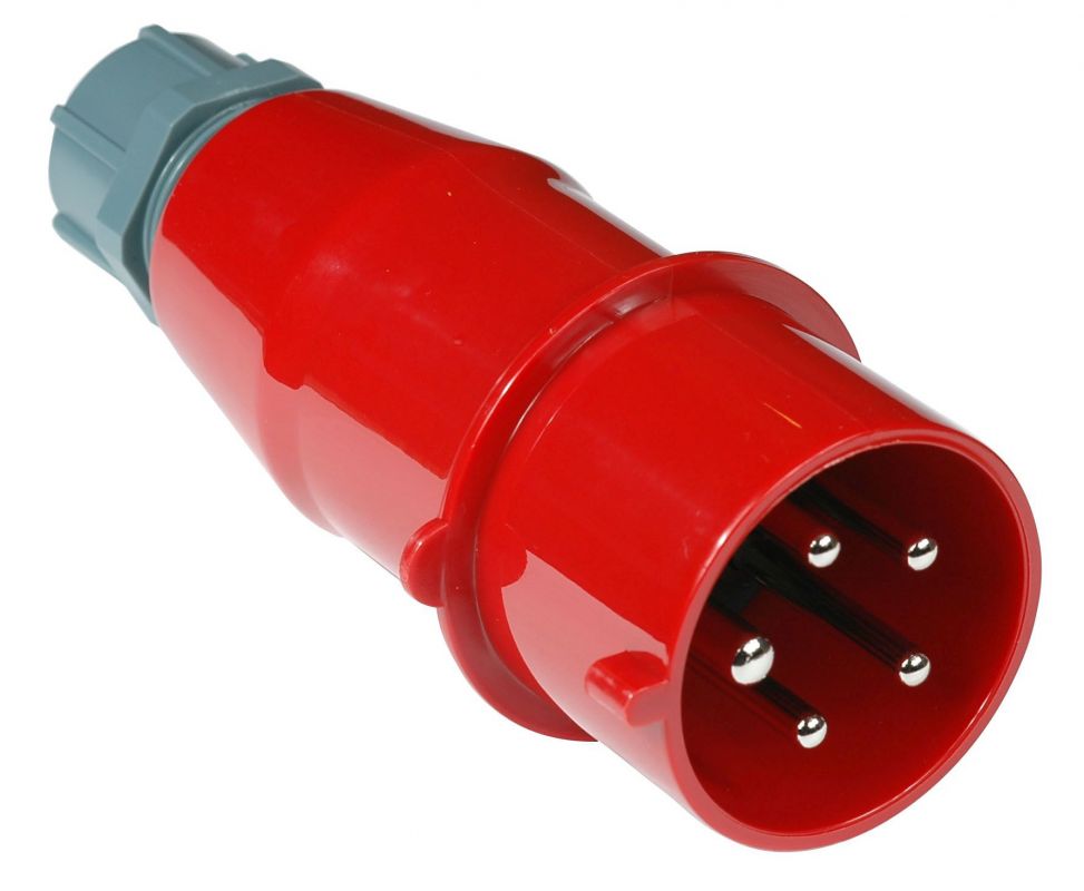 Вилка IEC 309 трехфазная, 32A, 380V, разборная, красная LANMASTER арт. LAN-IEC-309-32A3P/M