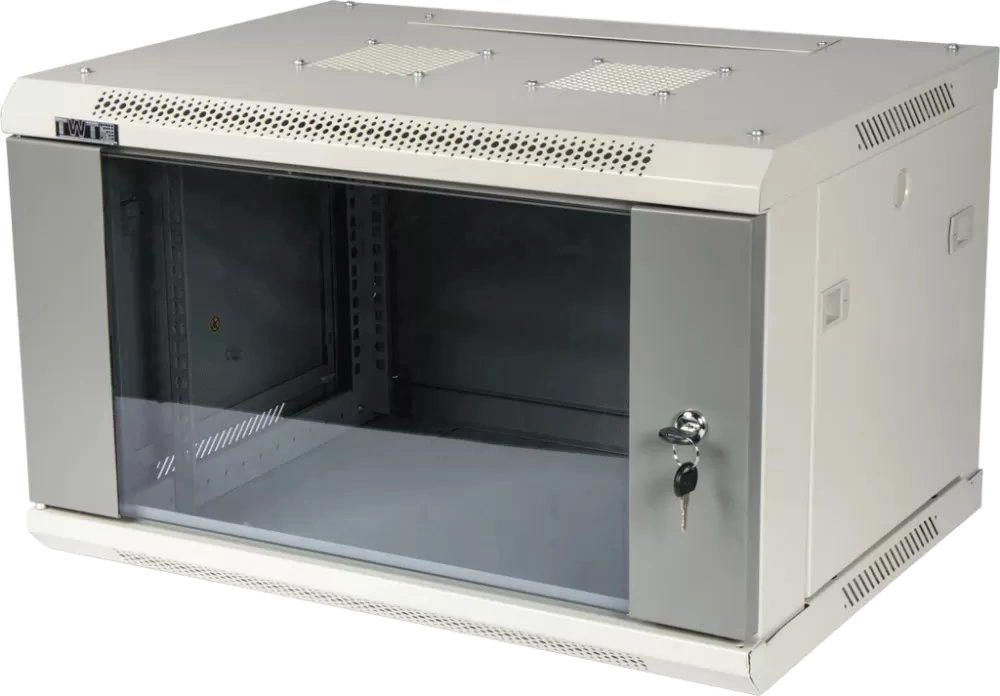 Шкаф настенный серии Pro, 12U 600x600, стеклянная дверь LANMASTER арт. TWT-CBWPG-12U-6x6-GY