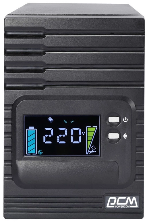 Powercom Smart King Pro+ SPT-1000, Line-Interactive, LCD, 1000VA/800W, Tower, 8*IEC320-C13, SNMP Slot, black (1152559) арт. SPT-1000-II LCD