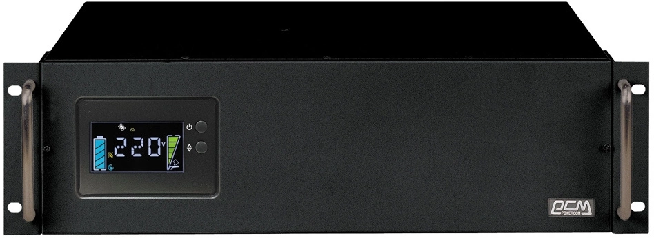 Powercom King Pro RM KIN-2200AP, LCD, 2200VA/1760W, Rack mount 3U, 8*IEC320-C13 (8 batt), SNMP Slot, black (1152608) арт. KIN-2200AP LCD