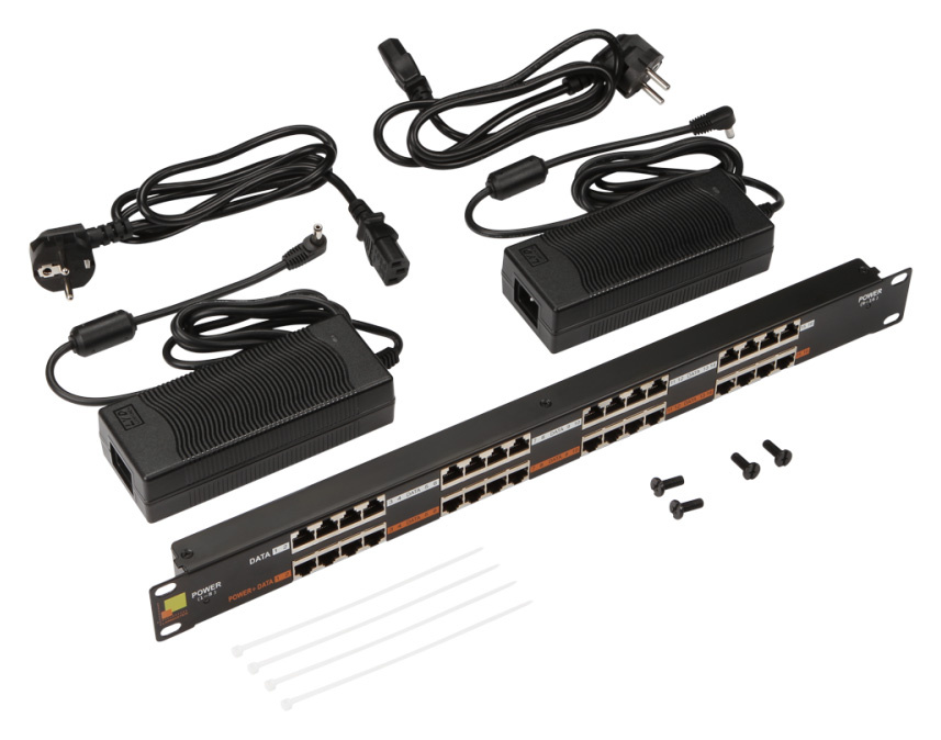 Панель POE 19, 16 портов, с двумя блоками питания 48V, 120W LANMASTER арт. LAN-PP16-POE/A2
