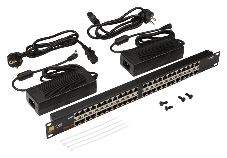Панель POE 19, 24 порта, с двумя блоками питания 48V, 120W LANMASTER арт. LAN-PP24-POE/A2