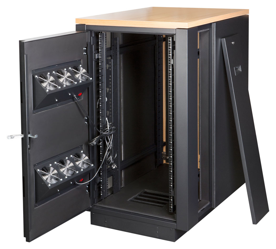 Шкаф LANMASTER SOUNDPROOF звукоизолированный 24U 750x1130 мм, отделка под дерево, цвет лиственница арт. LAN-DC-CBSP-24U-WD