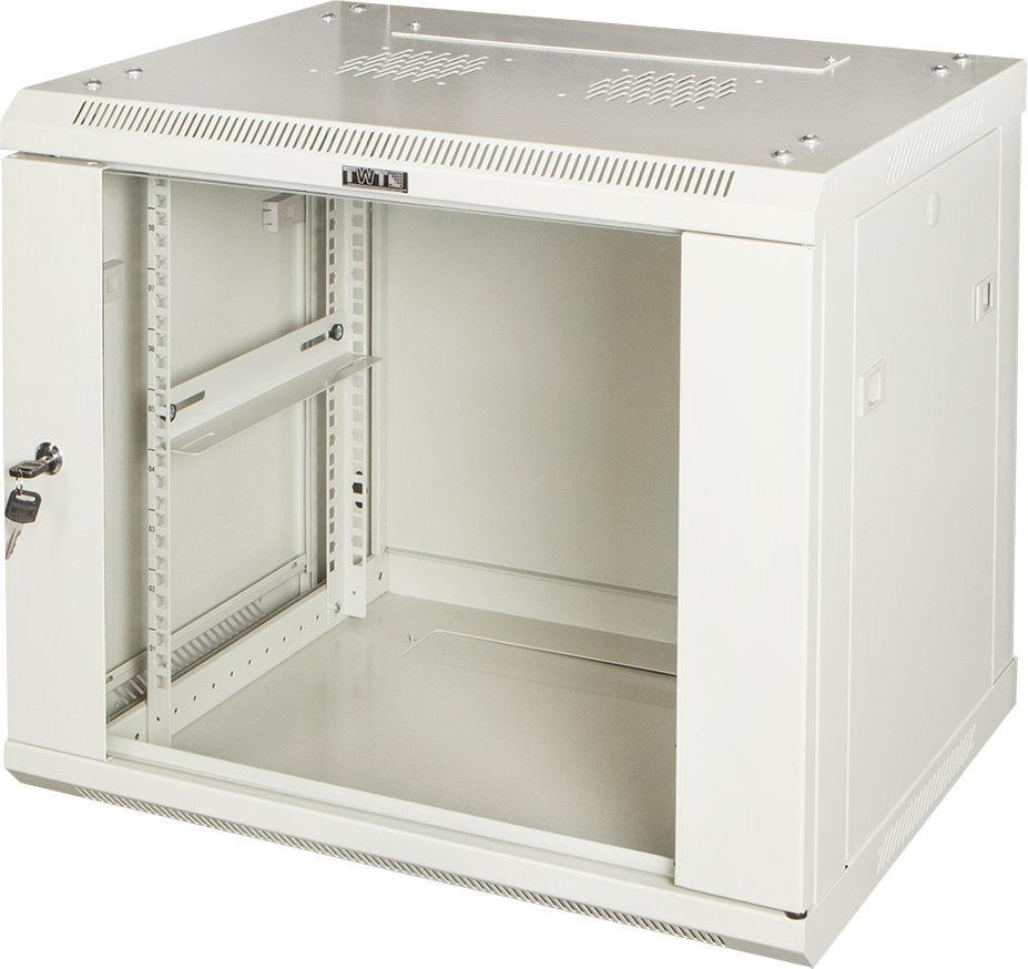Шкаф настенный серии Pro, 12U 600x450, стеклянная дверь LANMASTER арт. TWT-CBWPG-12U-6x4-GY