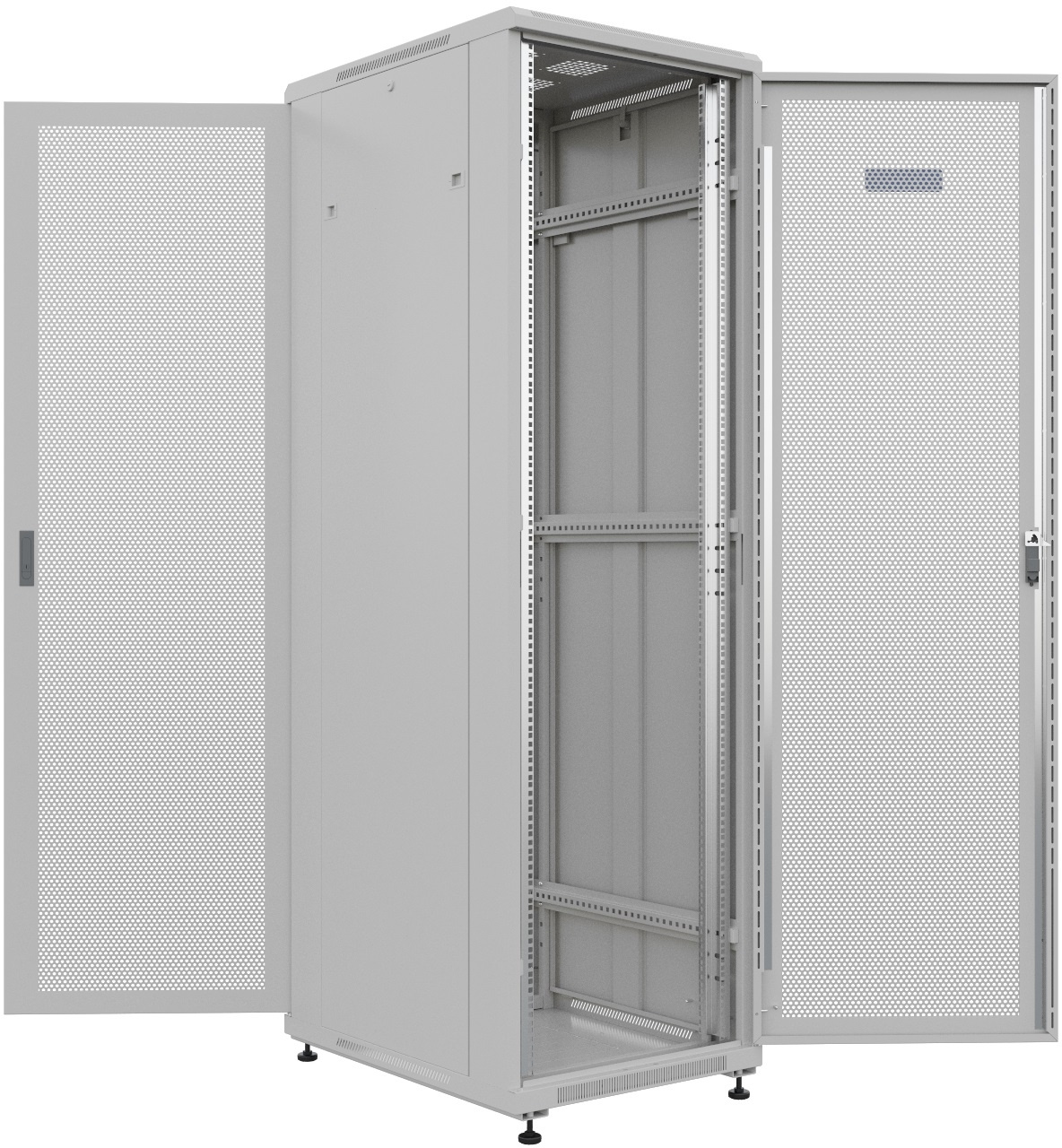Шкаф серверный NTSS Премиум (NTSS-R42U6080PD/PD) напольный 42U 600x800мм пер.дв.перфор. задн.дв.перфор. 900кг серый 710мм 63кг 1987мм IP20 сталь