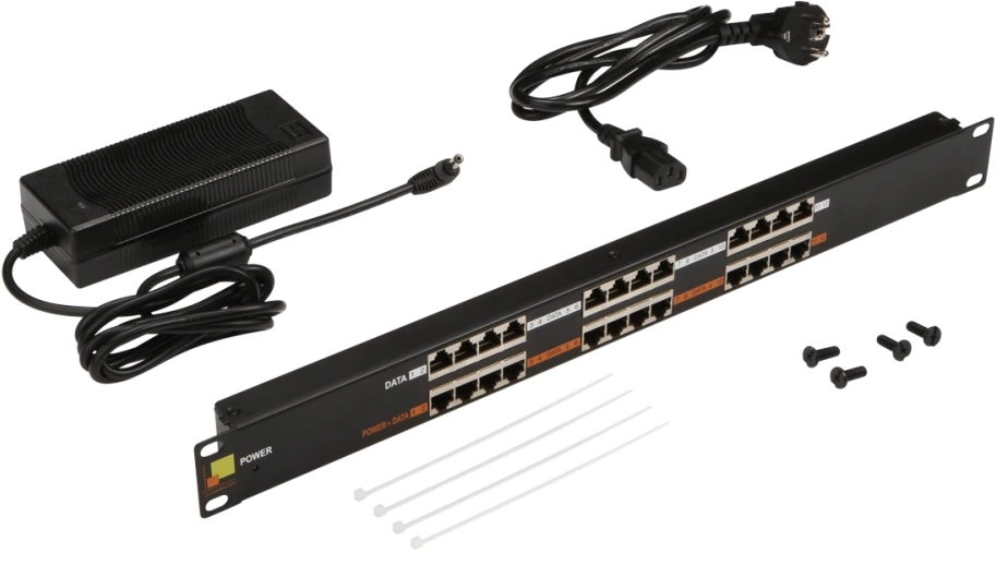 Панель POE 19, 12 портов, с одним блоком питания 48V, 120W LANMASTER арт. LAN-PP12-POE/A1