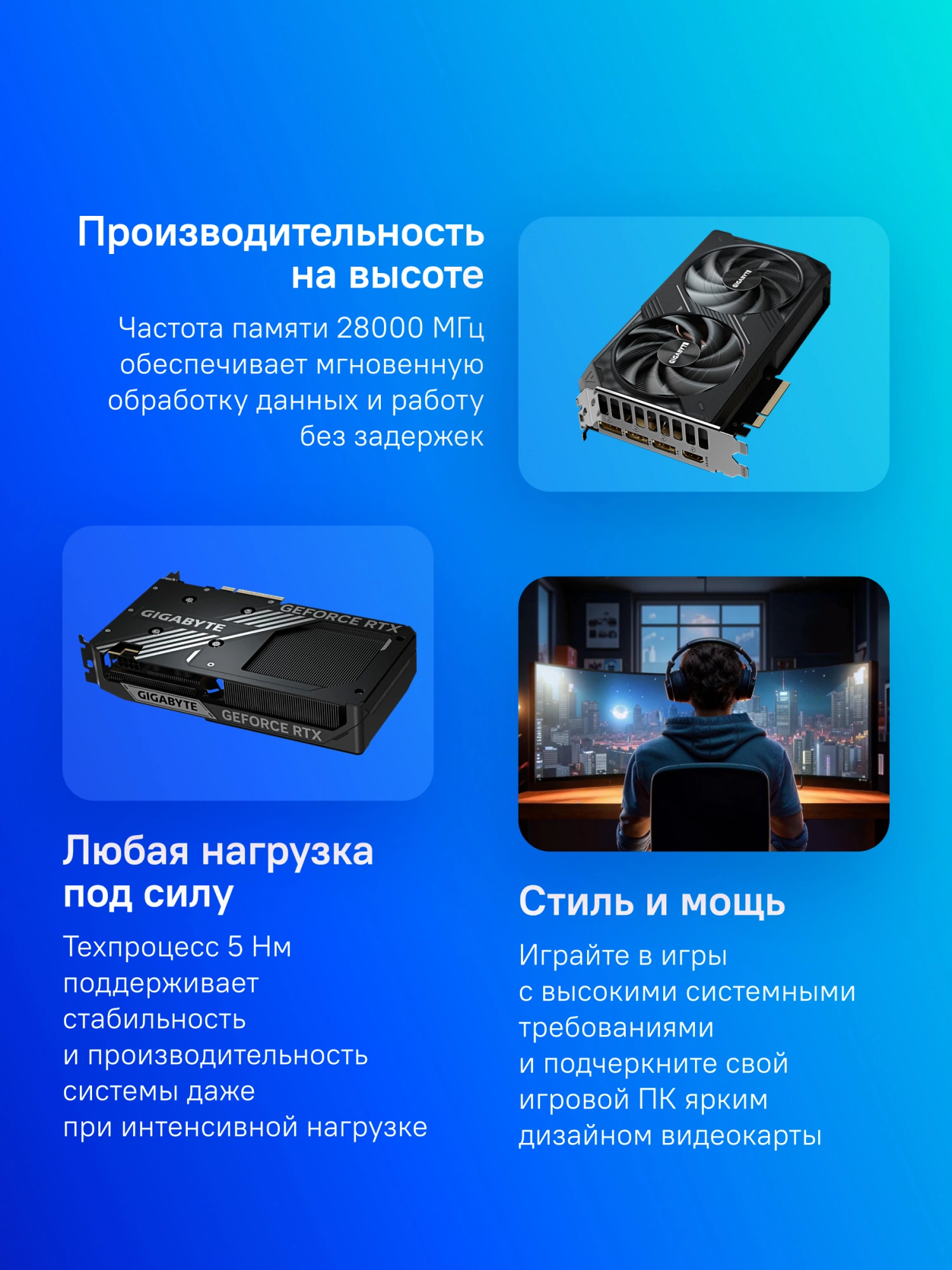 Видеокарта GIGABYTE RTX5060Ti WINDFORCE OC 16GB арт. GV-N506TWF2OC-16GD